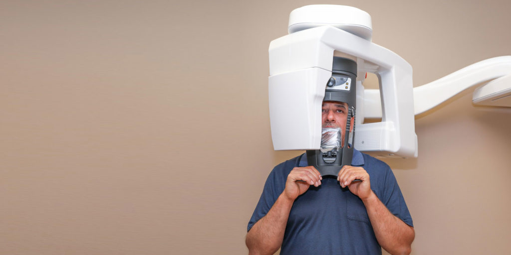 dental patient undergoing cbct scan