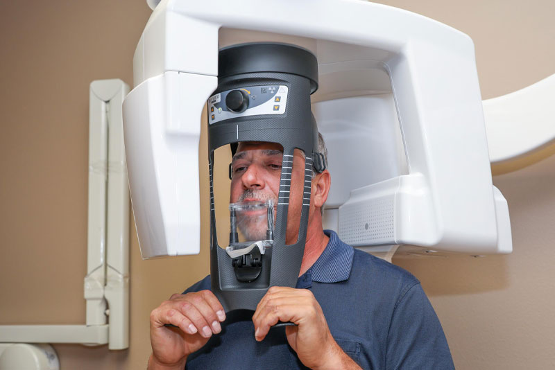 dental patient undergoing cbct scan